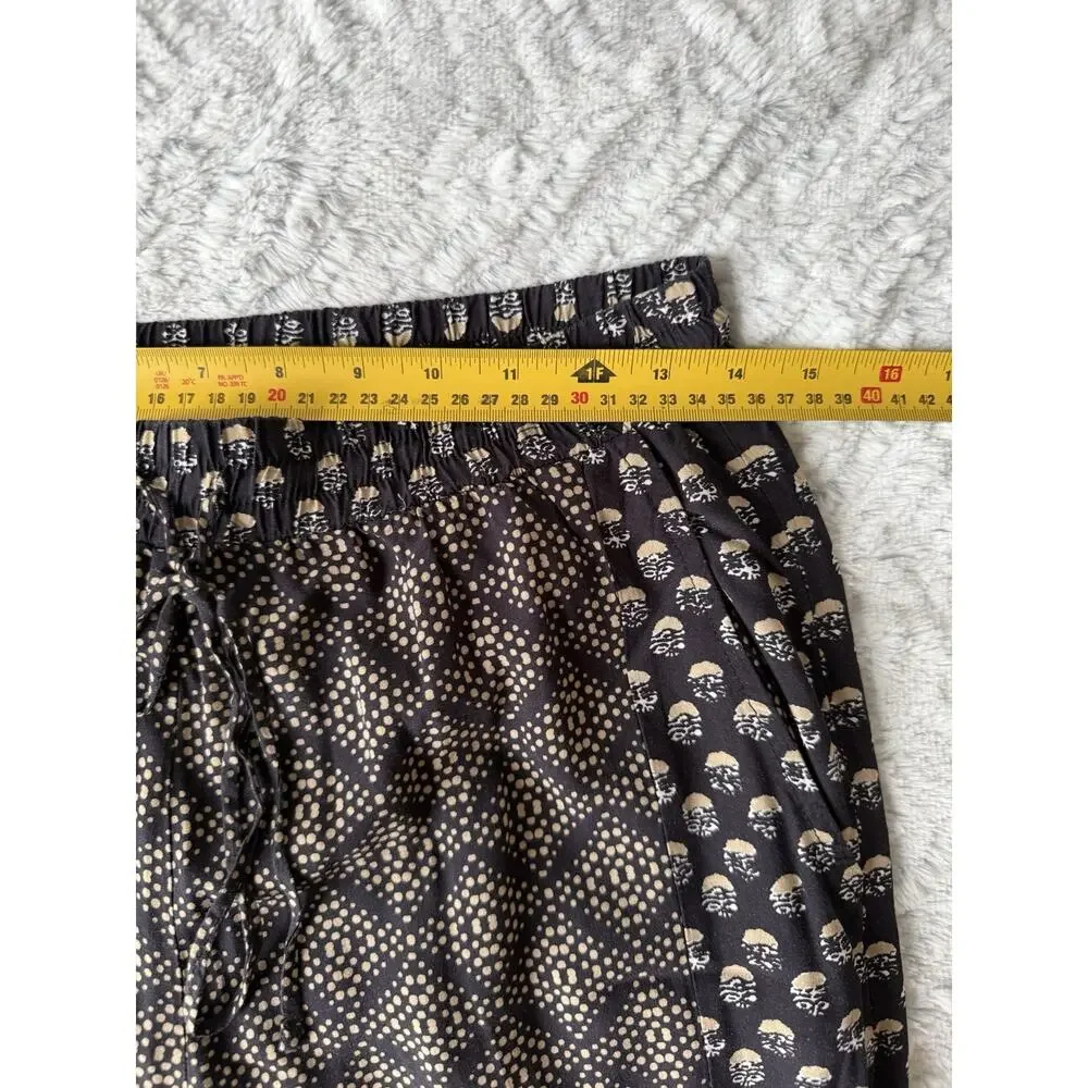 NWT Michael Stars Jordan Pant XS Black Beige Printed Wide Leg Pull On Pants Boho